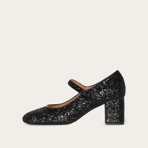 Dora High Heels, black glitter